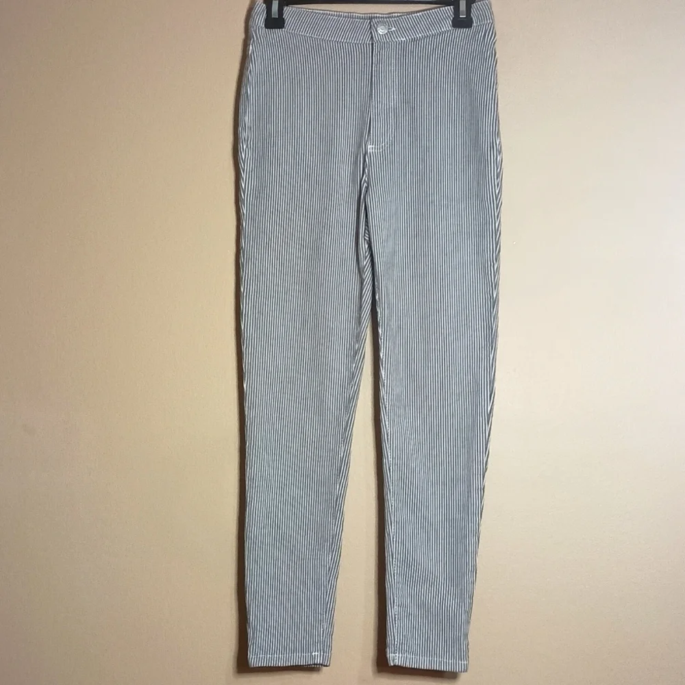 Free People Conductor Striped Ankle Skinny Jeans